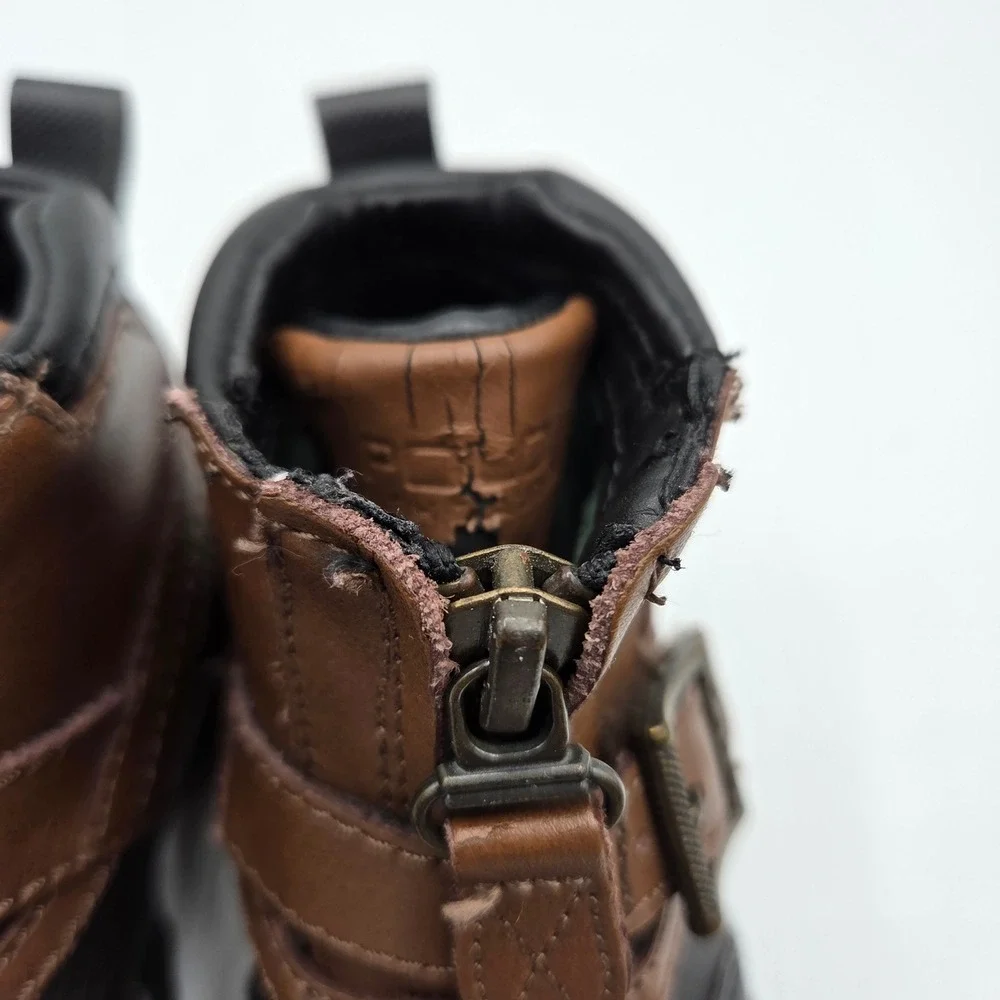 Polo Ralph Lauren Boys Country Mid‎ Zip Duck Boots Brown Black Size 4 Toddler